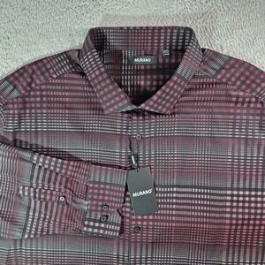 NEW Murano Shirt Men 4XB Cotton Button Up Long Sleeve Gray Black Red‎ Ombre